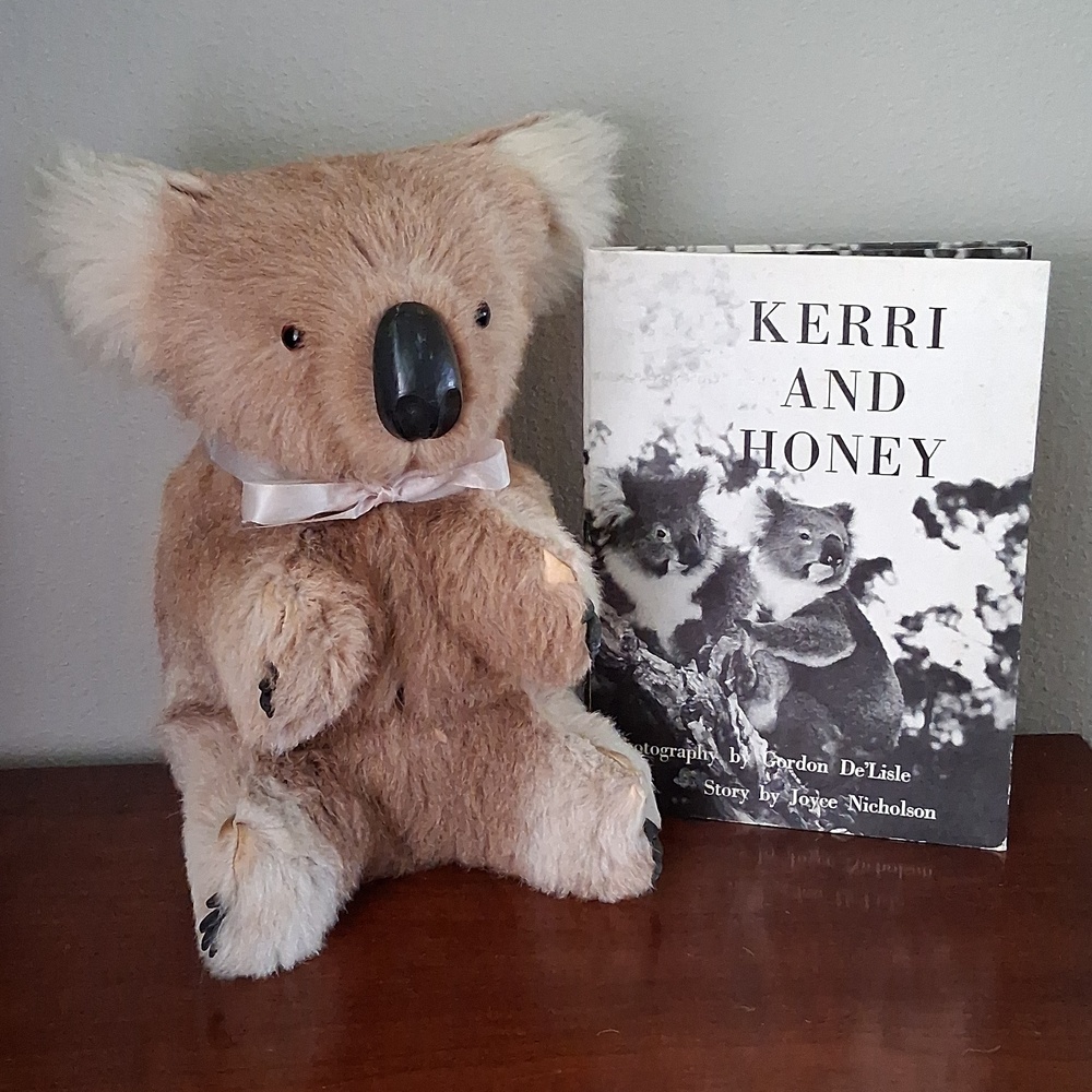 VINTAGE Koala Bear With Real Kangaroo Fur Plus Story Book - 12" Tall